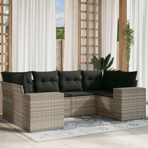 Set canapele de grădină cu perne, 6 piese gri deschis poliratan - WALTI WALTI