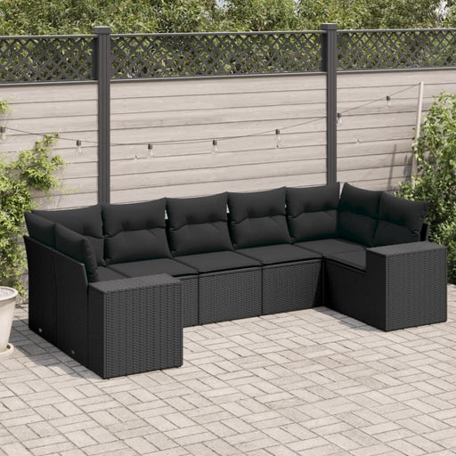 Set canapele de grădină cu perne, 7 piese, negru, poliratan - WALTI WALTI