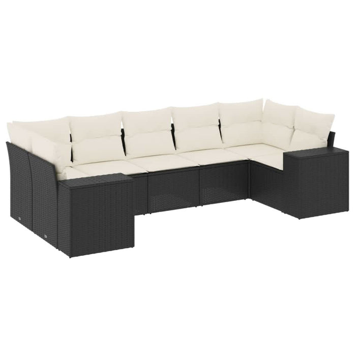 Set canapele de grădină cu perne, 7 piese, negru, poliratan - WALTI WALTI