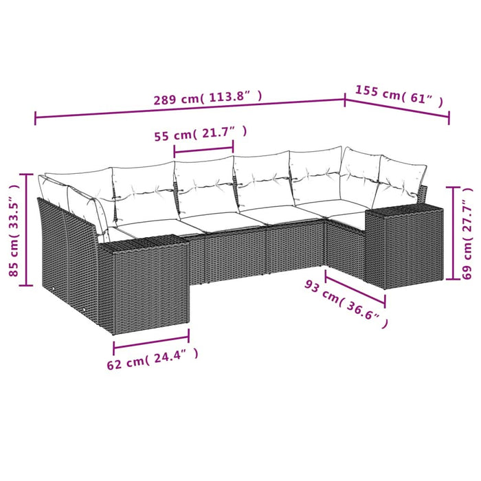 Set canapele de grădină cu perne, 7 piese, negru, poliratan - WALTI WALTI