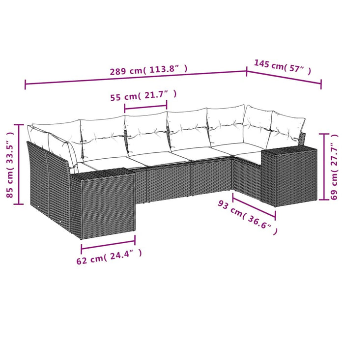 Set canapele de grădină cu perne, 7piese gri deschis poliratan - WALTI WALTI