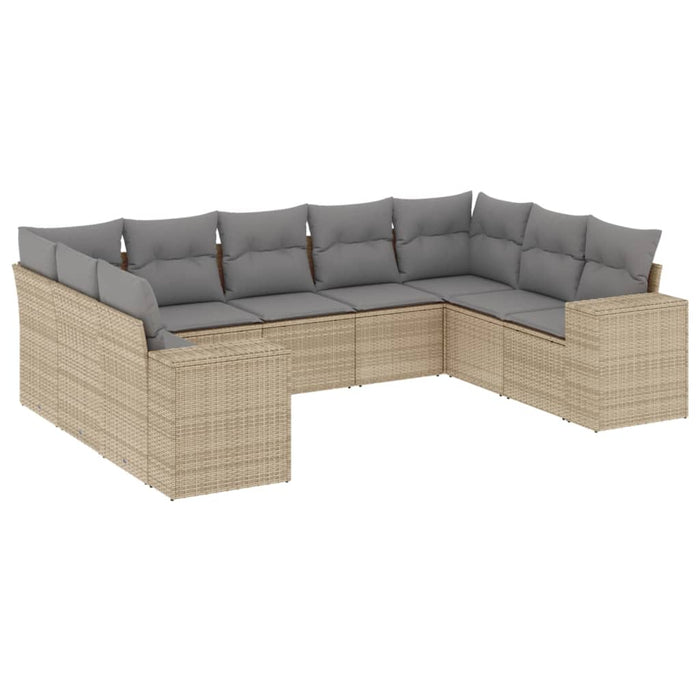Set canapele de grădină, 9 piese, cu perne, bej, poliratan - WALTI WALTI