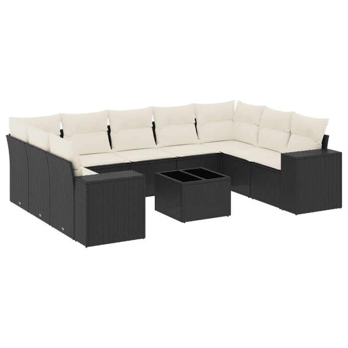 Set canapele de grădină cu perne, 10 piese, negru, poliratan - WALTI WALTI