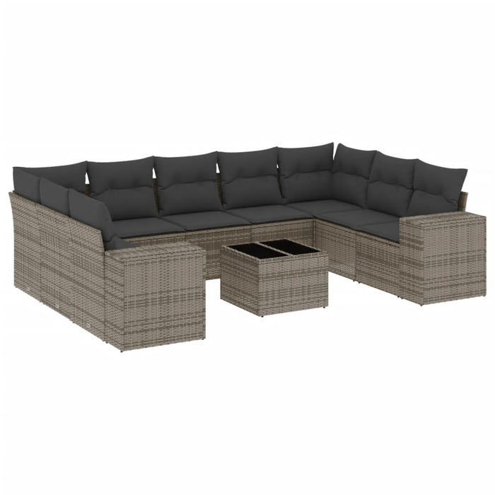 Set mobilier de grădină cu perne, 10 piese, gri, poliratan - WALTI WALTI
