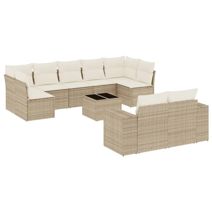 Set canapele de grădină cu perne, 10 piese, bej, poliratan WALTI