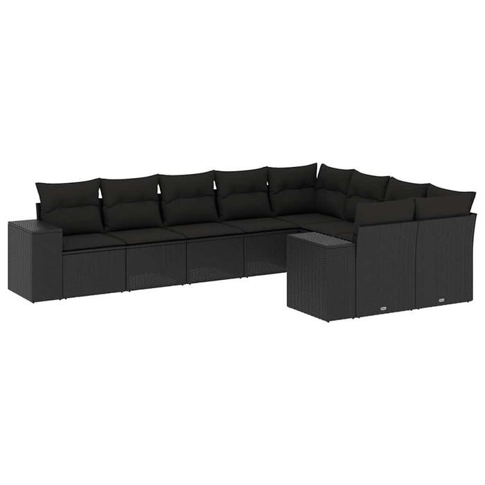 Set mobilier de grădină cu perne, 9 piese, negru, poliratan - WALTI WALTI