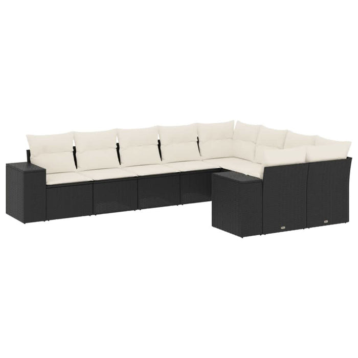 Set mobilier de grădină cu perne, 9 piese, negru, poliratan - WALTI WALTI