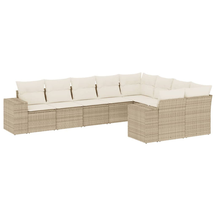Set canapele de grădină, 9 piese, cu perne, bej, poliratan - WALTI WALTI
