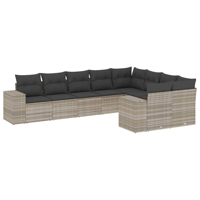 Set canapele de grădină cu perne, 9 piese gri deschis poliratan - WALTI WALTI