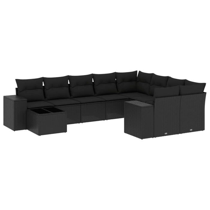 Set canapele de grădină cu perne, 10 piese, negru, poliratan - WALTI WALTI