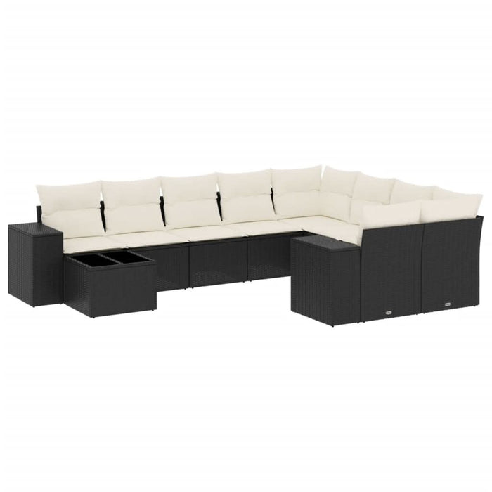 Set canapele de grădină cu perne, 10 piese, negru, poliratan - WALTI WALTI