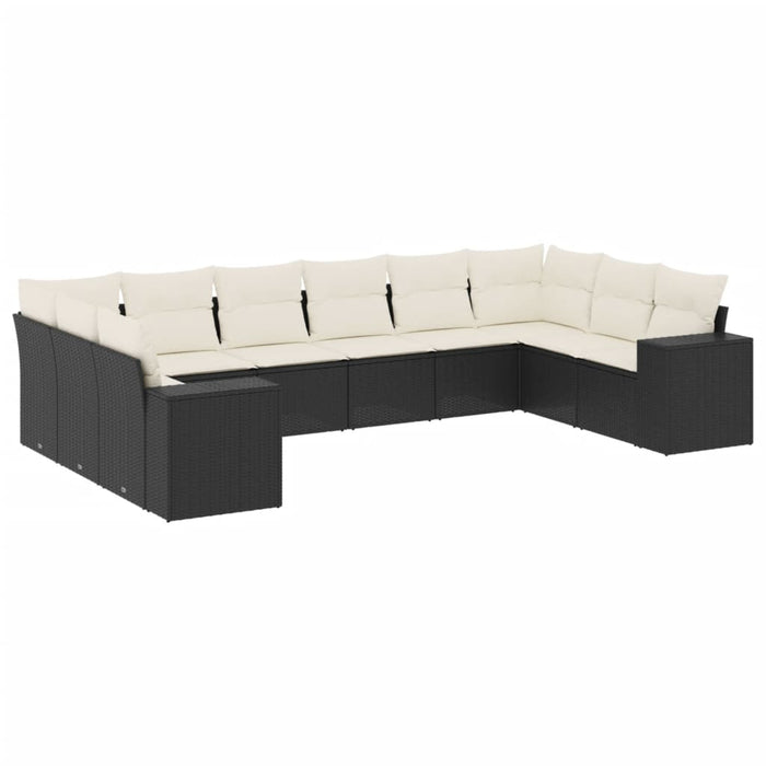 Set canapele de grădină cu perne, 10 piese, negru, poliratan - WALTI WALTI