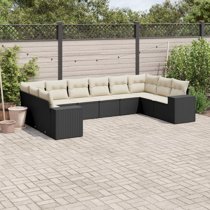 Set canapele de grădină cu perne, 10 piese, negru, poliratan - WALTI WALTI