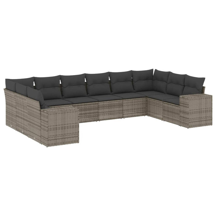 Set mobilier de grădină cu perne, 10 piese, gri, poliratan - WALTI WALTI