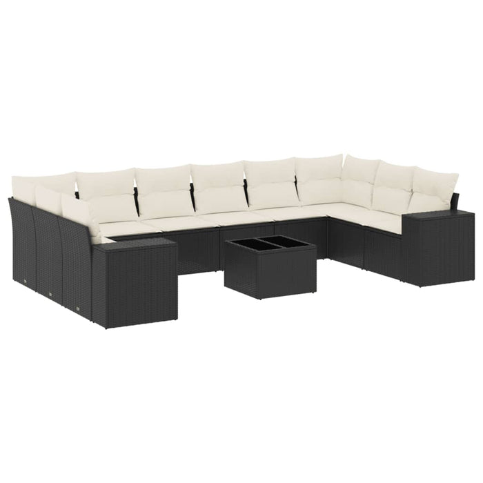 Set canapele de grădină cu perne, 11 piese, negru, poliratan - WALTI WALTI
