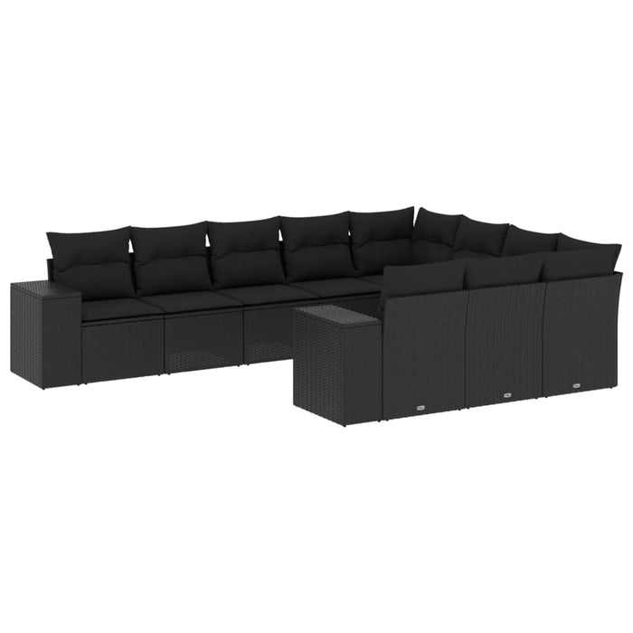 Set canapele de grădină cu perne, 10 piese, negru, poliratan - WALTI WALTI