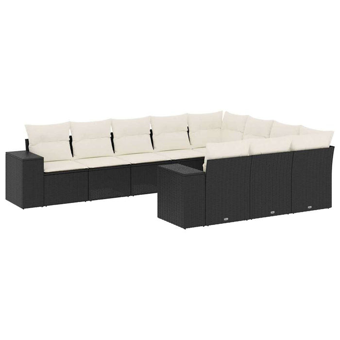 Set canapele de grădină cu perne, 10 piese, negru, poliratan - WALTI WALTI