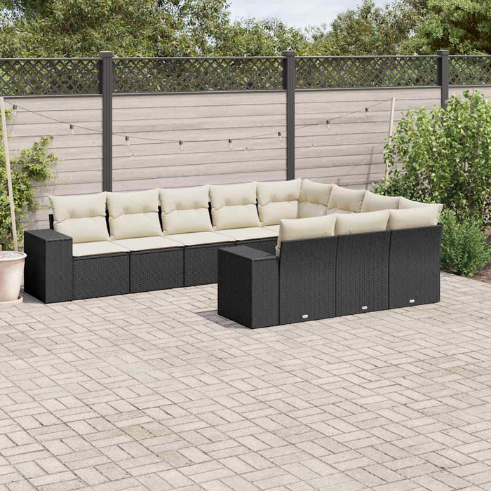 Set canapele de grădină cu perne, 10 piese, negru, poliratan - WALTI WALTI