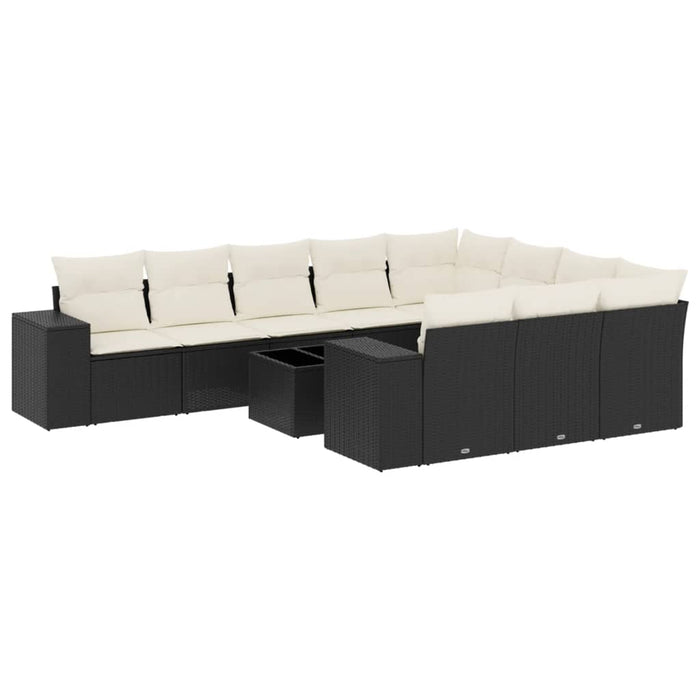 Set canapele de grădină cu perne, 11 piese, negru, poliratan - WALTI WALTI