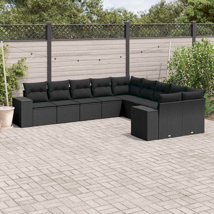 Set canapele de grădină cu perne, 10 piese, negru, poliratan - WALTI WALTI