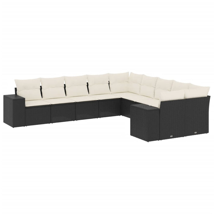 Set canapele de grădină cu perne, 10 piese, negru, poliratan - WALTI WALTI