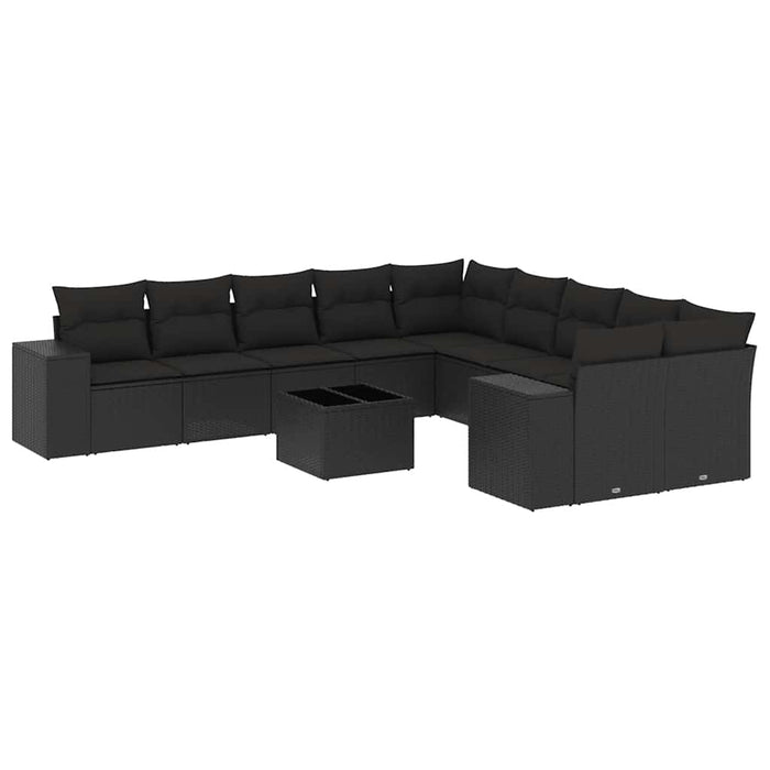 Set canapele de grădină cu perne, 11 piese, negru, poliratan - WALTI WALTI