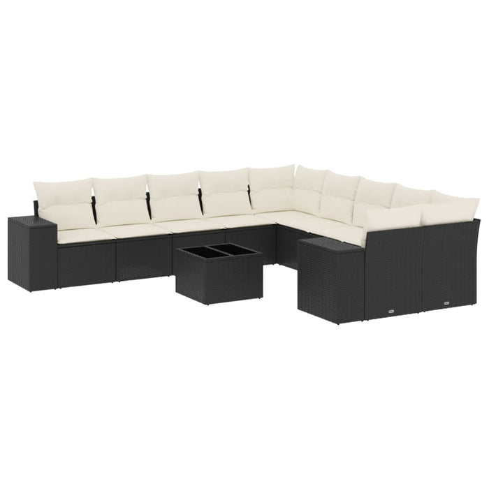 Set canapele de grădină cu perne, 11 piese, negru, poliratan - WALTI WALTI