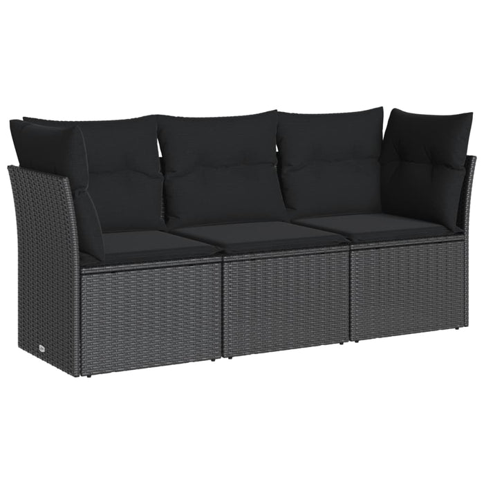 Set mobilier de grădină cu perne, 3 piese, negru, poliratan - WALTI WALTI