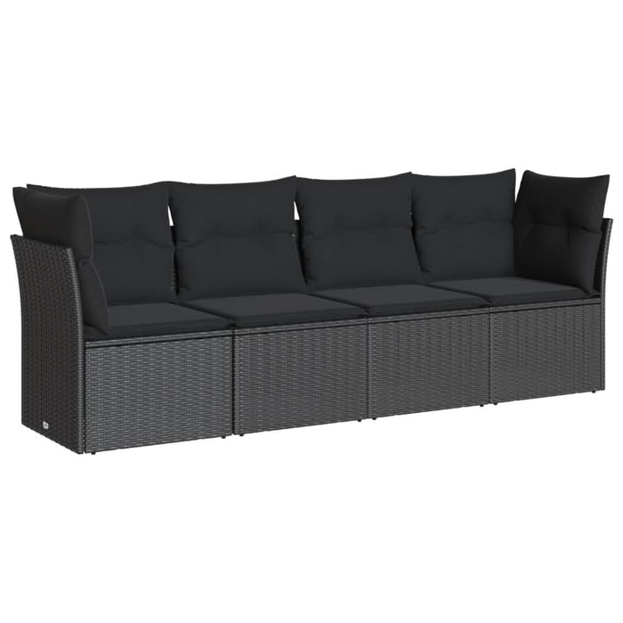 Set mobilier de grădină cu perne, 4 piese, negru, poliratan - WALTI WALTI