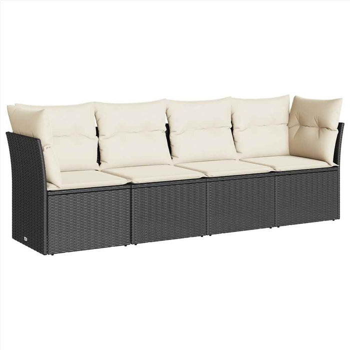 Set mobilier de grădină cu perne, 4 piese, negru, poliratan - WALTI WALTI