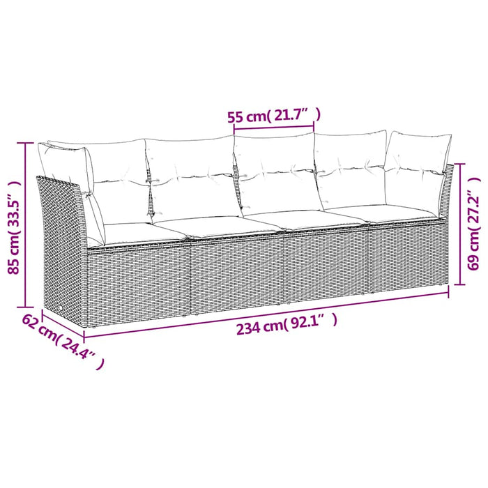 Set mobilier de grădină cu perne, 4 piese, negru, poliratan - WALTI WALTI