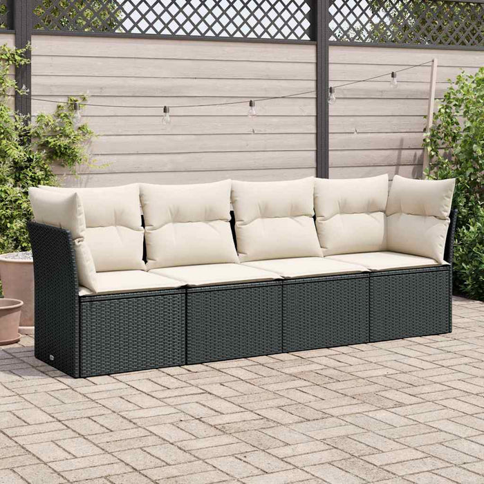 Set mobilier de grădină cu perne, 4 piese, negru, poliratan - WALTI WALTI