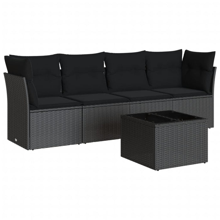 Set mobilier de grădină cu perne, 5 piese, negru, poliratan - WALTI WALTI