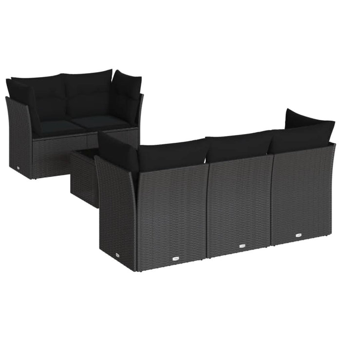 Set mobilier de grădină cu perne, 6 piese, negru, poliratan - WALTI WALTI