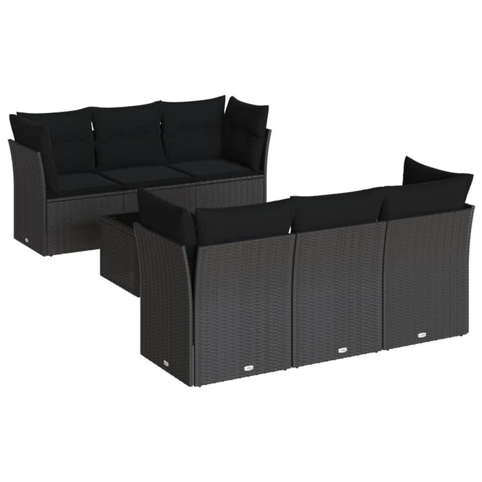 Set canapele de grădină cu perne, 7 piese, negru, poliratan - WALTI WALTI