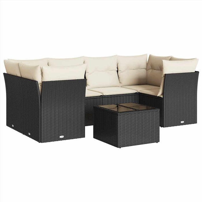 Set canapele de grădină cu perne, 7 piese, negru, poliratan - WALTI WALTI