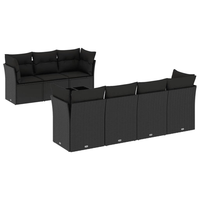 Set mobilier de grădină cu perne, 8 piese, negru, poliratan - WALTI WALTI