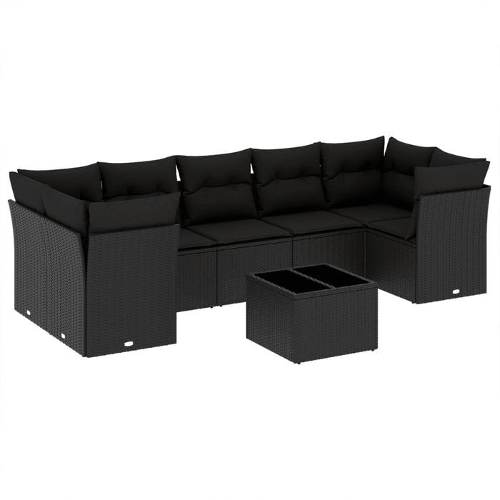 Set mobilier de grădină cu perne, 8 piese, negru, poliratan - WALTI WALTI