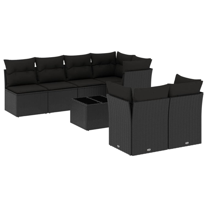 Set mobilier de grădină cu perne, 8 piese, negru, poliratan - WALTI WALTI