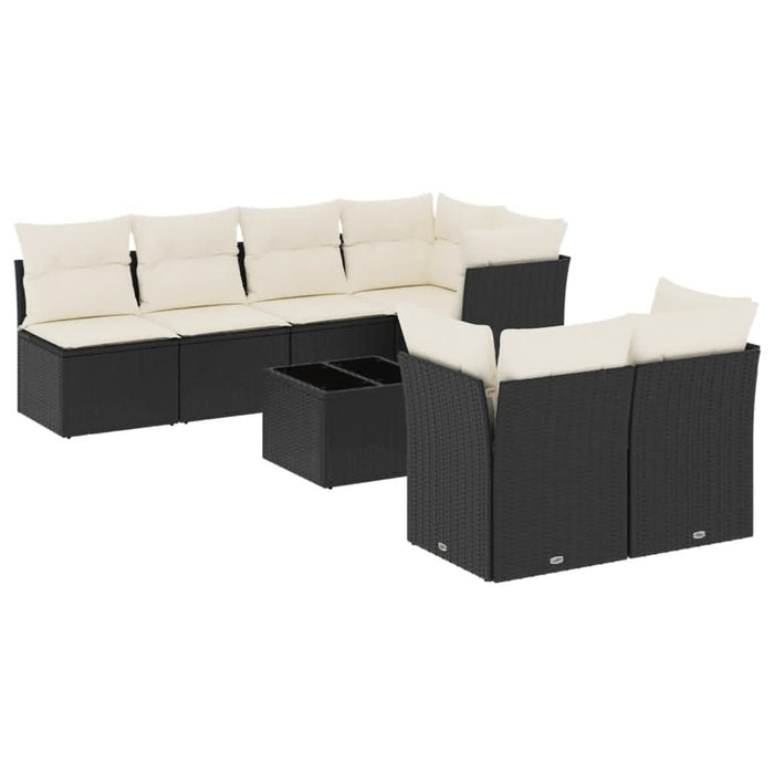 Set mobilier de grădină cu perne, 8 piese, negru, poliratan - WALTI WALTI