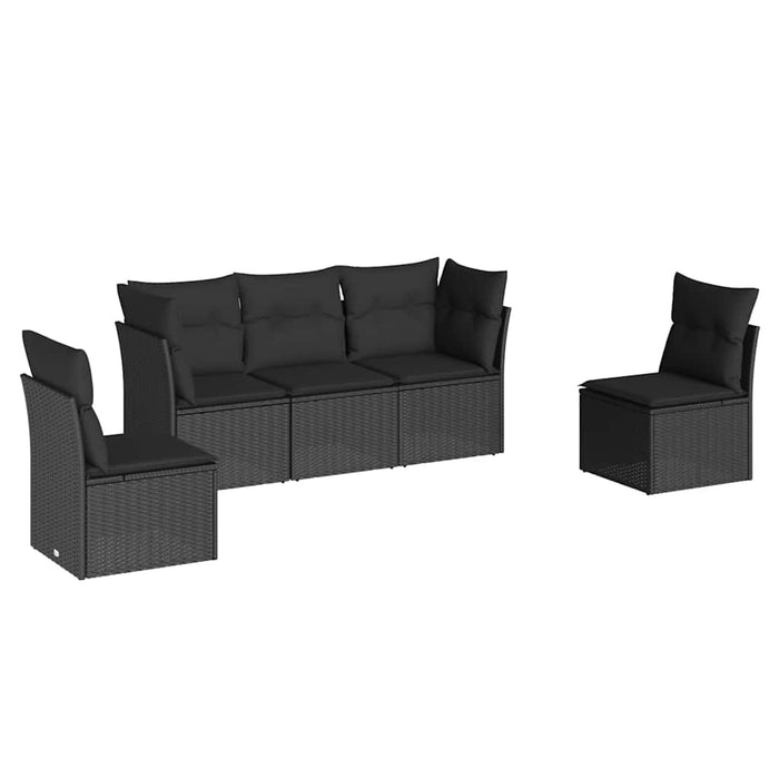 Set mobilier de grădină cu perne, 5 piese, negru, poliratan - WALTI WALTI