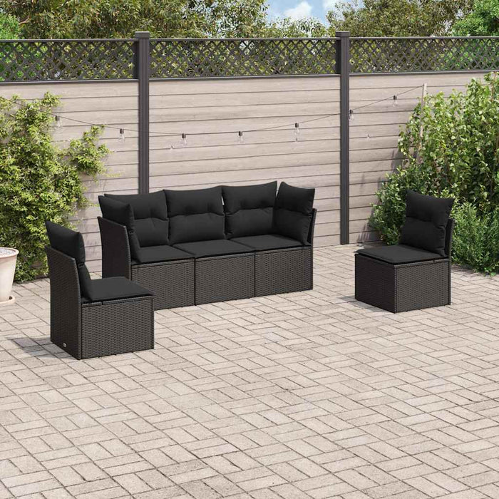 Set mobilier de grădină cu perne, 5 piese, negru, poliratan - WALTI WALTI