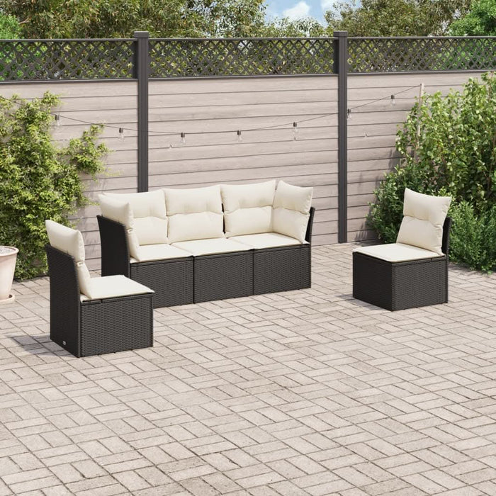 Set mobilier de grădină cu perne, 5 piese, negru, poliratan - WALTI WALTI