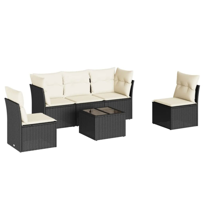 Set mobilier de grădină cu perne, 6 piese, negru, poliratan - WALTI WALTI