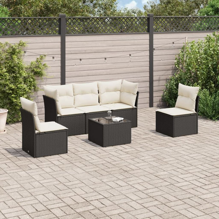 Set mobilier de grădină cu perne, 6 piese, negru, poliratan - WALTI WALTI