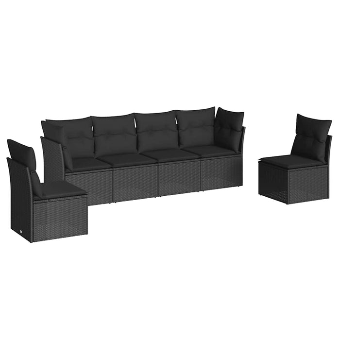 Set mobilier de grădină cu perne, 6 piese, negru, poliratan - WALTI WALTI
