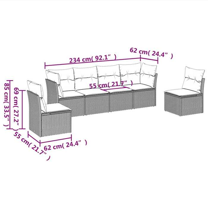 Set mobilier de grădină cu perne, 6 piese, negru, poliratan - WALTI WALTI