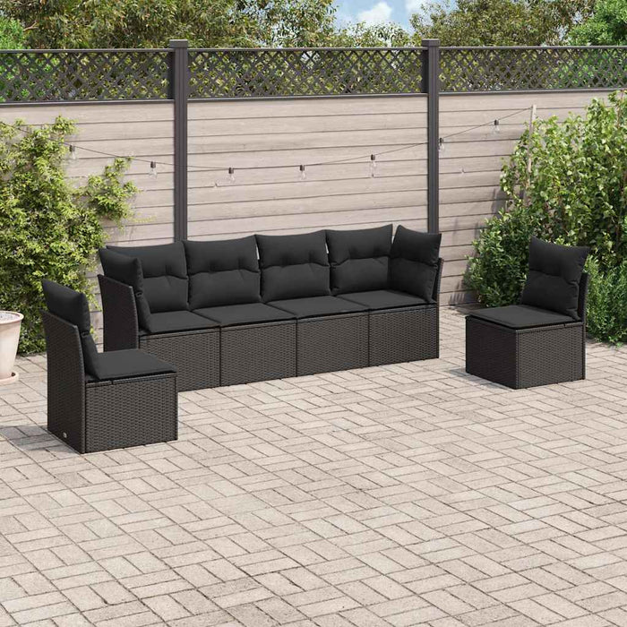 Set mobilier de grădină cu perne, 6 piese, negru, poliratan - WALTI WALTI