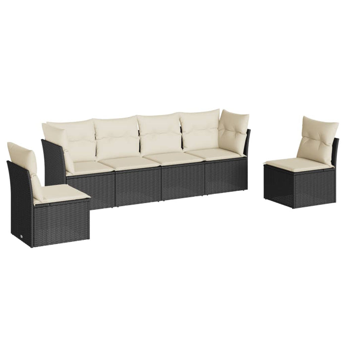 Set mobilier de grădină cu perne, 6 piese, negru, poliratan - WALTI WALTI