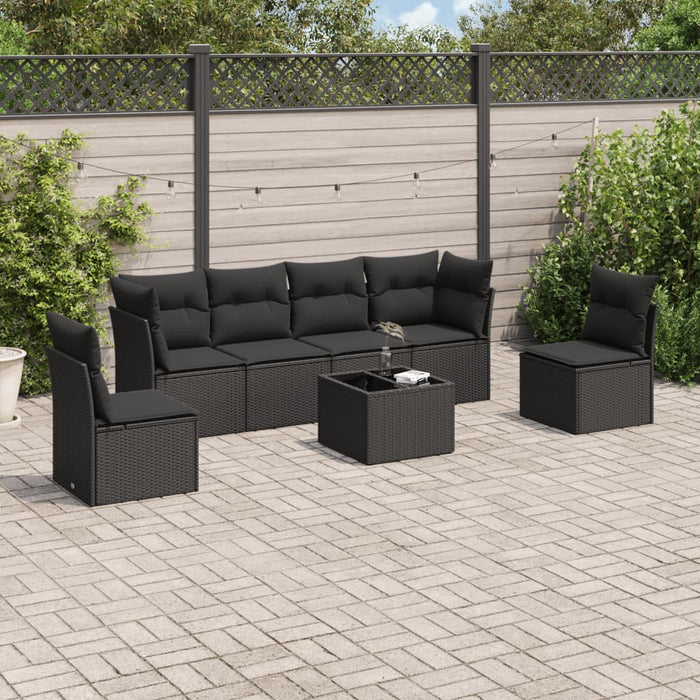 Set canapele de grădină cu perne, 7 piese, negru, poliratan - WALTI WALTI